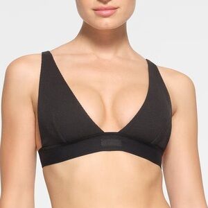 SKIMS Cotton Rib Plunge Bralette